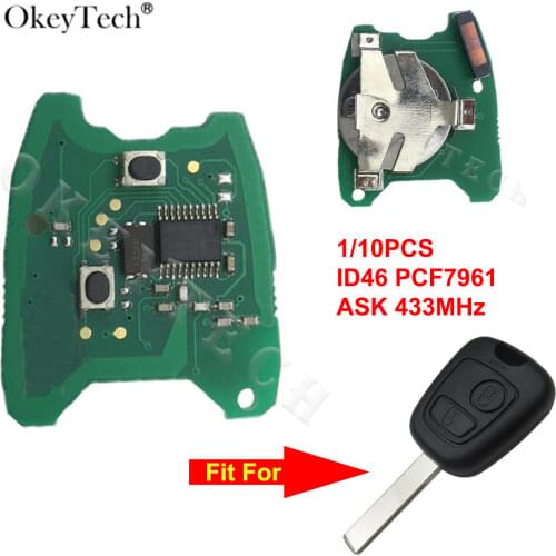 Okeytech 1/10 Car Key Circuit Board ASK 433Mhz ID46 Remote Control PCB For Citroen Saxo Picasso Berlingo For Peugeot 206 307 207