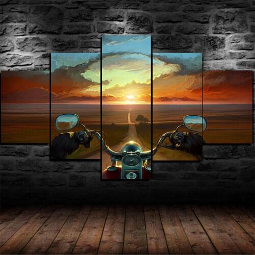 David Mann Biker Rider Poster 5 Panel Canvas Picture Print Wall Art Canvas Painting Wall Decor for Living Room No Framed