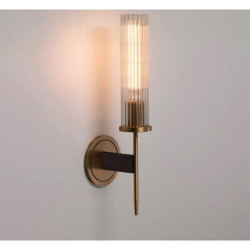 Post Modern Double-head Copper Bracket Wall Lamps Bedroom American Living Room Background Sconce Wall Lights Luxury Fixtures