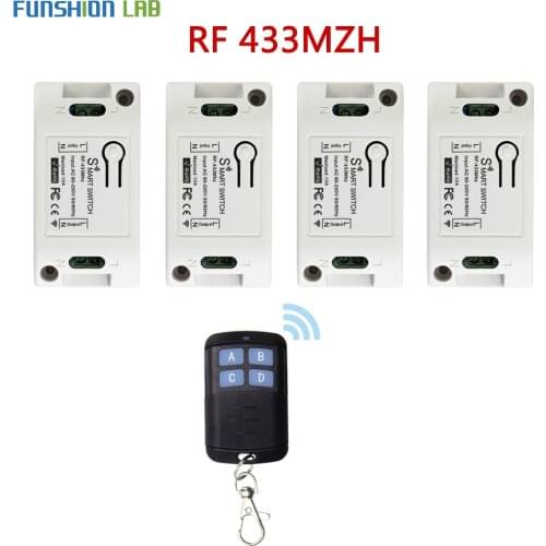 FUNSHION 433mhz Universal Wireless Remote Control Switch AC 85V 110V 220V 1CH Relay Receiver Module & RF 433 Mhz Remote Controls