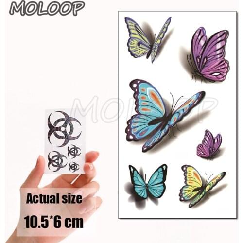 Water Transfer Tattoo Sexy 3D Color Butterfly Tattoo Body Art Waterproof Temporary Fake Flash Tattoo for Man Woman 10.5*6cm