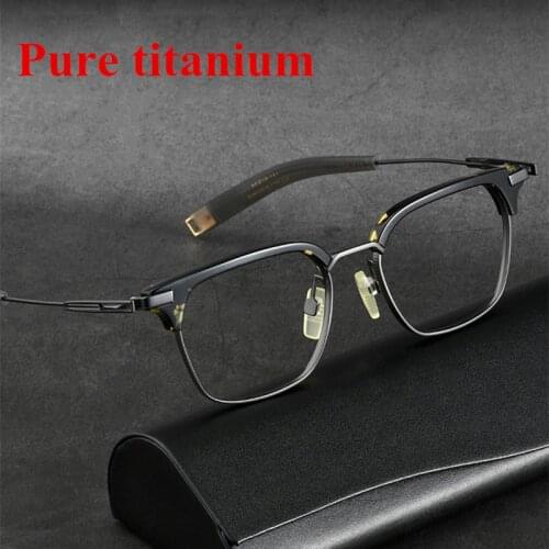 Top Quality Luxury Brand Mens Glasses Frame Titanium Acetate Optical Eyewear Square Women Prescription Half Frame eyeglasses
