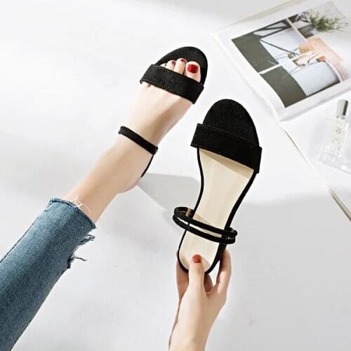 Women Flock Low Heel Slippers Woman Peep Toe Solid Shoes Female Sewing Office Ladies Summer Comfortable Big Size Footwear