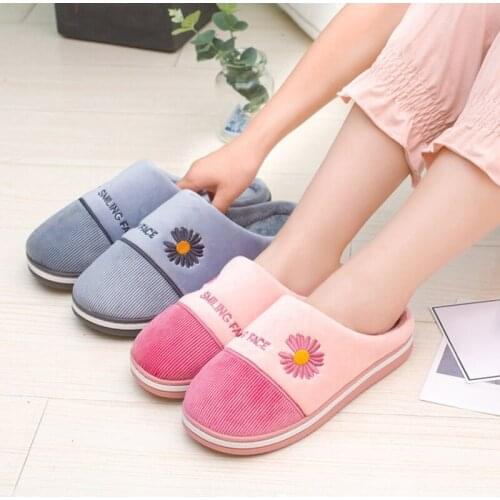 Female Winter Slippers Women Home Cute Cartoon Cotton Shoes Non-Slip Soft Warm House Flats Couples Indoor Bedroom Floor Footwear