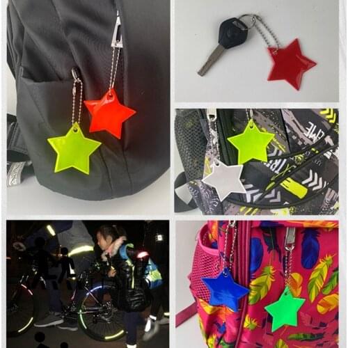 10Pcs Child Safety Reflectors Keyrings Stylish Reflective Stars Gear Backpacks Strollers Jackets Safe Reflector Keychain