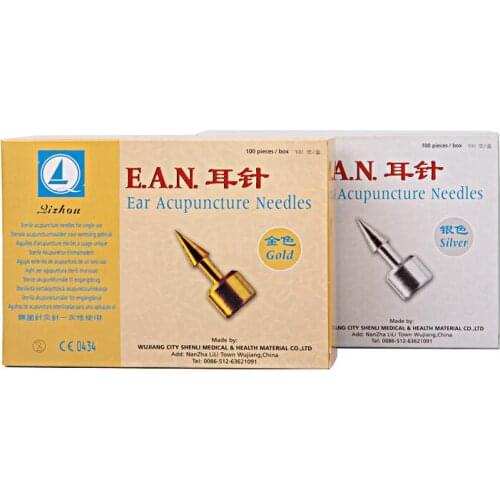 100pcs Qizhou ear acupuncture needle golden/silver ear pin ear point needle sterile ear needle paste