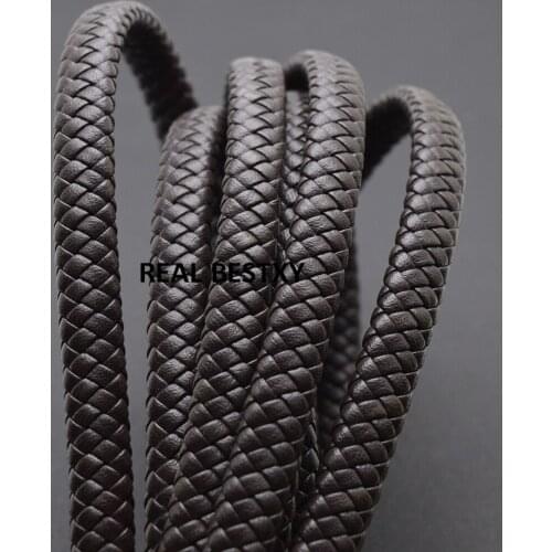 2m/lot approx 10.3*6mm brown Flat Braid Leather Rope Cord For Diy Europe Men Bracelet Bangle Jewelry Making Finding Accessories