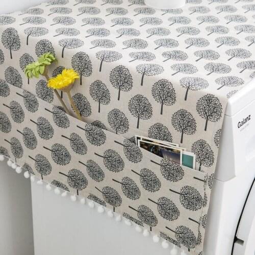 2019 New Arrival Washing Machine Cover Home Kitchen Microwave Oven Covers Linen Cotton Furniture Dust Covering Cloth ZC037