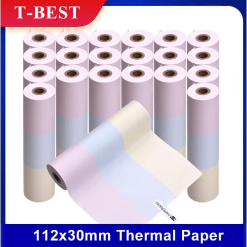 3/6/12/18/21 Rolls 112x30mm Thermal Paper Roll Rainbow Paper BPA-Free Long-Lasting 2 Years for PAPERANG C1 Pocket Printer