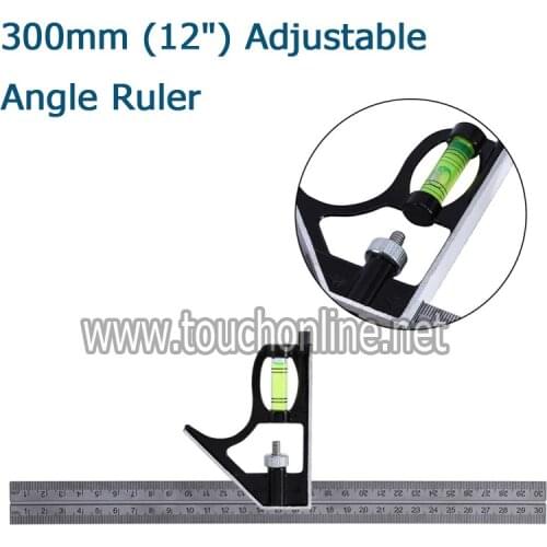 300mm (12") Adjustable Engineers Combination Try Square Set Right Angle Ruler TAR-300