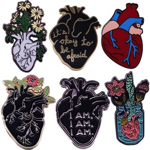 Anatomical Heart Organ Flowers Enamel Pin Body Organ Brooch Health Awareness Badge Romantic Goth Art Weird Doctor Nurse Gift
