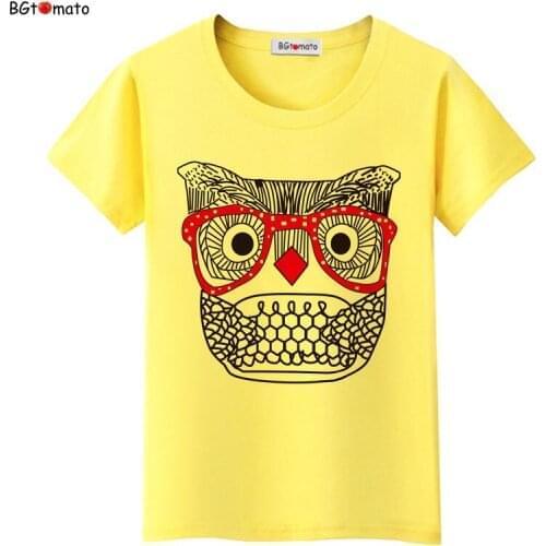 BGtomatot New style cartoon owl shirt women brand clothes new tshirt good top tees lovely t-shirt kawaii shirt plus size