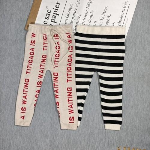 BOBOZONE RED Letter Black and white knited pants for kids boys girls baby