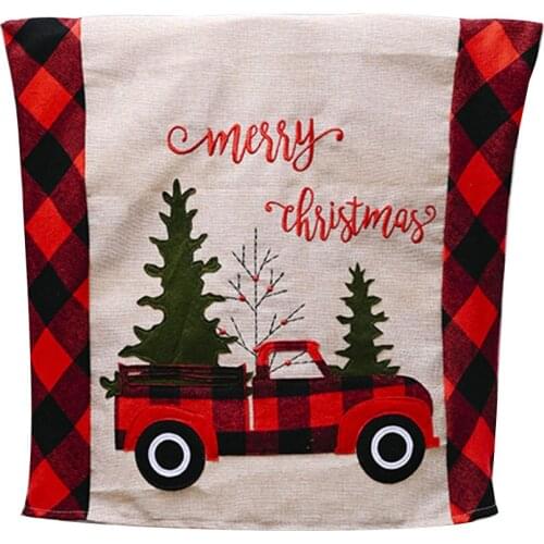 Christmas Chair Back Cover Fashion Plaid Car Christmas Tree Chair Cover Creative Christmas Decoration