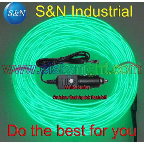 DC12V cigar plug el wire controller/driver/inverter+3meter Green el wire/ strip for car decoration fast free shipping