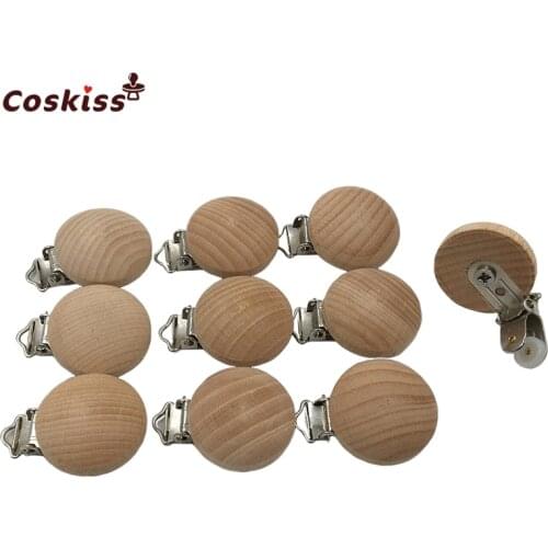 Wooden Soother Clip Nursing Accessories 3.0cm(1.18in) Beech Pacifier Clips Chewable Teething Diy Dummy Clip Chains Baby Teether