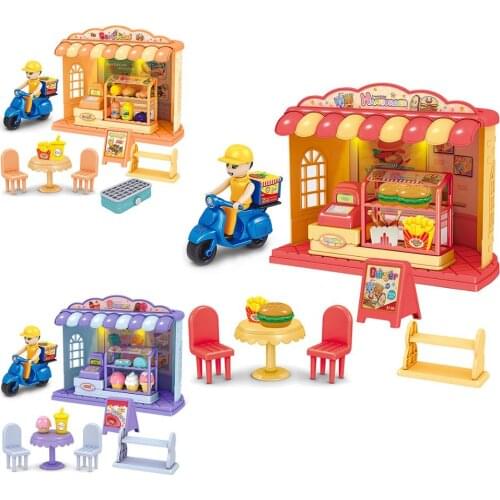 Kids Funny Assemblable Simulation Store Playset Pretend Play Toys with LED Light for Children Toddlers Christmas Birthday Gift