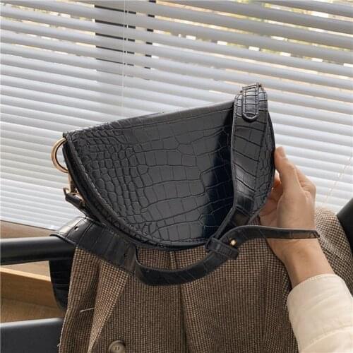 Vintage Stone Pattern Simple PU Leather Crossbody Bags for Women 2021 Shoulder Handbags and Purses Womens Luxury Hand Bag