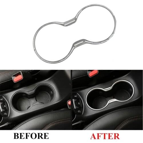 JEAZEA Chrome Plated Cup Holder Position Frame Panel Cover Trim Center Console Garnish For Jeep Patriot Compass 2017 2018
