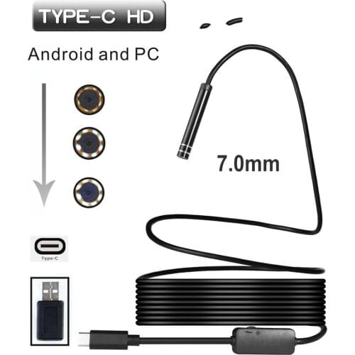 7MM 1/3/5Meters USB TYPE-C Inspection Endoscope Camera 6LED HD for S8 LG G5/G6/V20 Pixel P9/P10 Oneplus 2/3/3T Android Phone