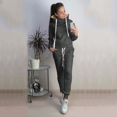 Spring Casual Tracksuit Two Piece Sets Women Hooded Long Sleeve Womens Hoodies Suit 2021 Solid Color Sport Ladies Pants Suits