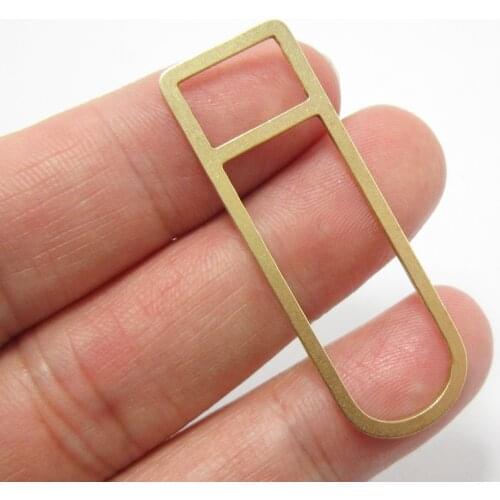 Brass earring findings 45x15x1mm approx raw brass Geometric charm D shaped beading brass charm -10pcs R1330