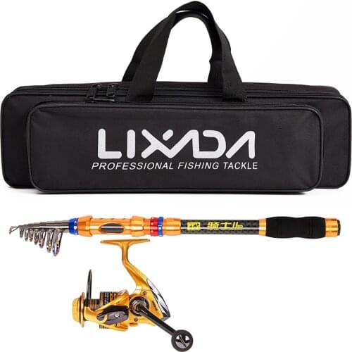Lixada Spinning Fishing Reel and Rod Combo Portable Telescopic Fishing Pole Reel Set with Fishing Tackle Bag for Sea Fishing