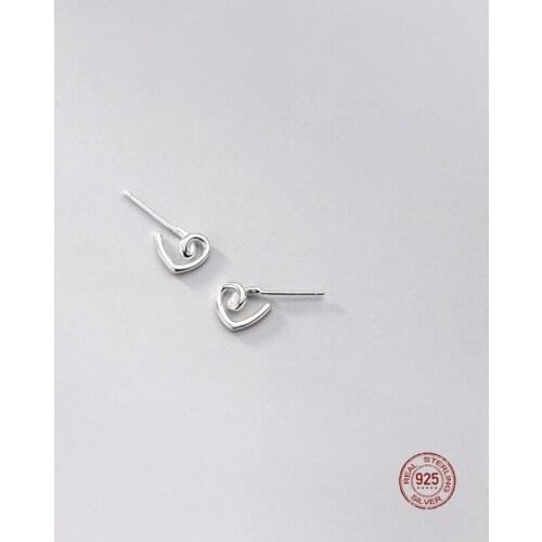 LKO 925 Sterling Silver Stud Earrings Minimalist Irregular Heart Shape Small Earrings For Women Party Jewelry Accessories