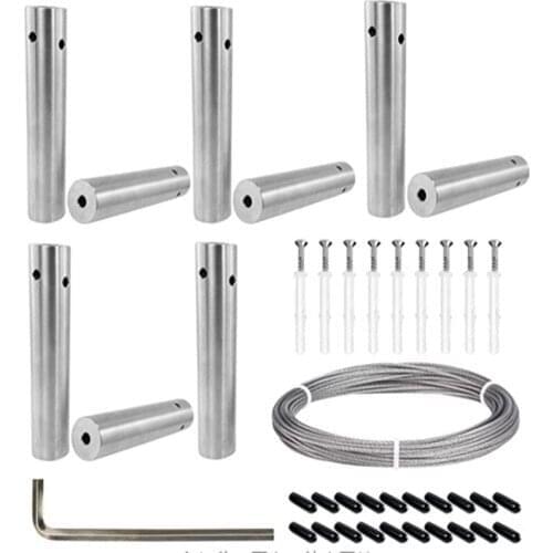 9 Pcs Stainless Steel Cable Kits, 100mm Stainless Steel Hubs, Cable Trellis System for Climbing Plants, Vines and Green Wall