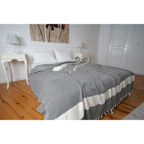 Cotton Pique Bed And Seat Cover 200x240 Black Çarşafsız