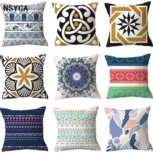 Blue Stripe Cushion Cover Fashion Geometry Plush Sofa Pillow Cover Spring Car Home Decoration Cotton Cushion Cover 45 * 45cm