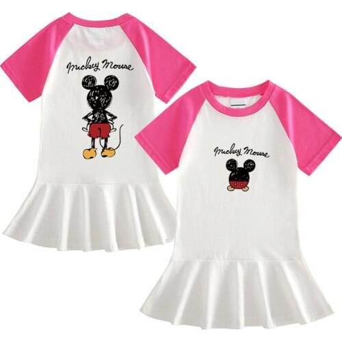 New Cartoon Mickey Mouse Dress Baby Girl Dress Summer Girl T-shirt Dress Children Clothes Party Princess Girl Dress
