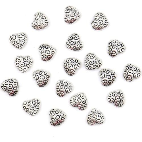 New Arrival Tibetan Silver plated Heart Shape Beads Metal Spacer Beads Charm For Bracelet Necklace DIY Jewelry 8mm 20pcs/lot