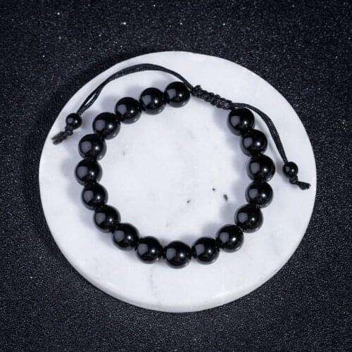 Obsidian Beaded Bracelet Hematite Stone Anti Fatigue Slimming Weight loss Bracelet Diameter 10mm Fitness Bracelets Women Men
