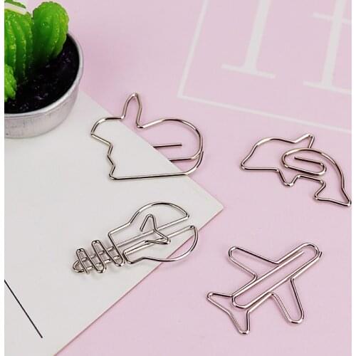 TUTU 4pcs Metal Material dolphin plain Shape Paper Clips Gold Silver Color Bookmark Office School Stationery Marking Clips H0045