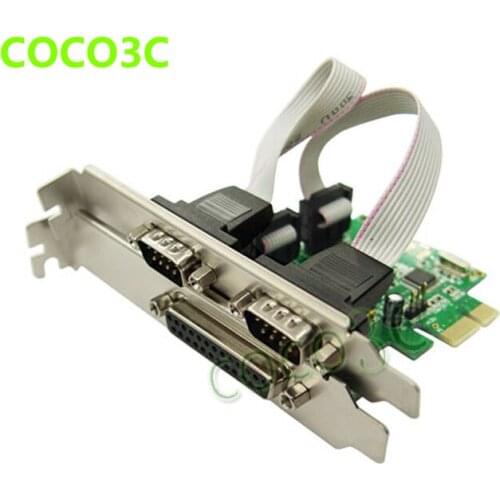 PCI-e Combo 2 Serial + 1 Parallel IEEE 1284 Controller card PCI express to RS232 com port + printer LPT port adapter
