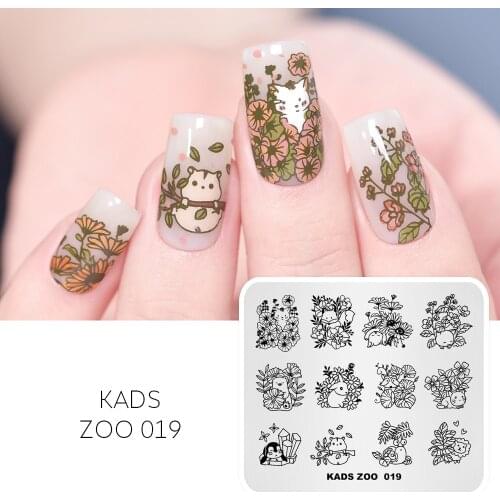 Nail Art Template Stamping Plate Cute Rabbit Cat Plant Pattern Design Nail Stamp Image Stencil Plate For DIY Nail Decoration