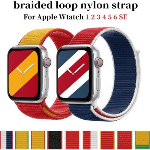 Nylon Loop Watch Strap for Apple Watch 44mm 40mm 42mm 38mm Smartwatch Bracelet for iWatch Series 6 5 3 2 1 SE belt Loop band