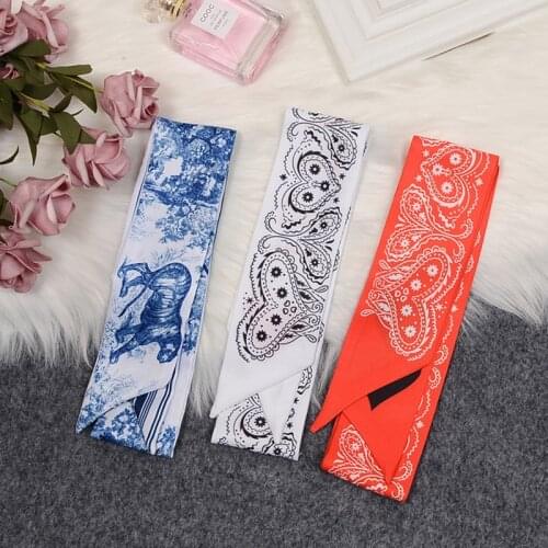 Blue Lion And Python Luxury Brand Scarf Women Silk Scarf Bag Hair Skinny Scarf 2021 Design Wrist Towel Foulard Femme Headband