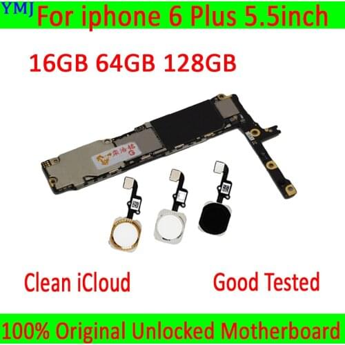 With/Without Touch ID for iphone 6 Plus Motherboard ,100% Original unlocked for iphone 6Plus Mainboard with Full Chips