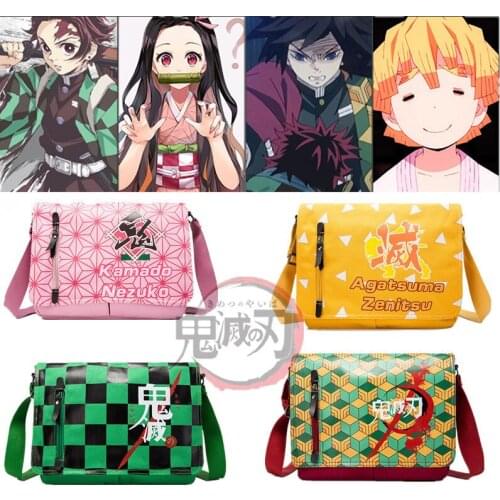 Anime Demon Slayer: Kimetsu no Yaiba Tomioka Giyuu School Bags Shoulder Bag Cartoon Cute Messenger Bag Fashion Canvas cute bag
