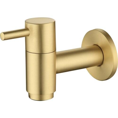 Solid Brass Washing Machine Faucet Brushed Gold Outdoor Garden Faucet 1/2" Inlet with 3/4" Thread Outlet Wall Mounted Bibcock