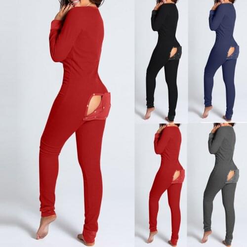 18 Colors Womens Pajamas Button-Down Front Functional Buttoned Flap Adults Jumpsuit Sexy Femme Pijama Nachtkleding Vrouwen
