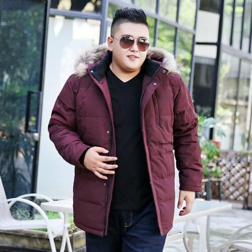 2019 Winter New Hooded Fur Collar Cotton Coat Extra Large Collar Collar Thick Warm Coat Color Green / Black / Wine red Size 10XL