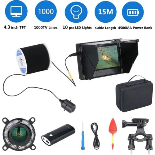 30M 1000TVL Fish Finder Underwater Fishing Camera 4.3 inch Monitor 10PCS LED Night Vision 160 Degrees Sea wheel Camera