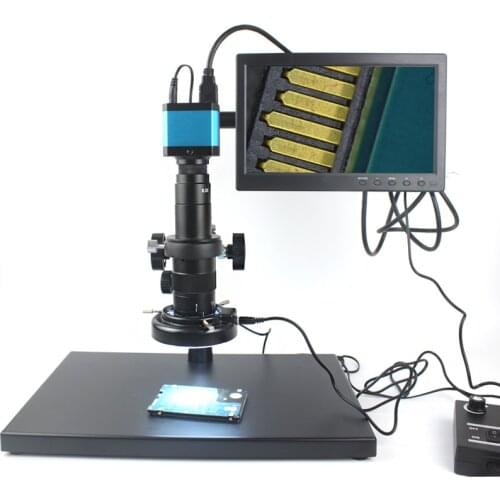 1080P HDMI USB Industrial Video Microscope Camera 300X C Mount Lens 56 LED Ring Light Large Microscope Stand For Phone Repair