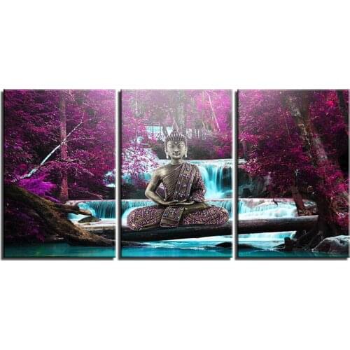 3 pcs diamond embroidery icons Waterfall Buddha purple tree Diamond painting 5D DIY cross Stitch Full Square round mosaic art