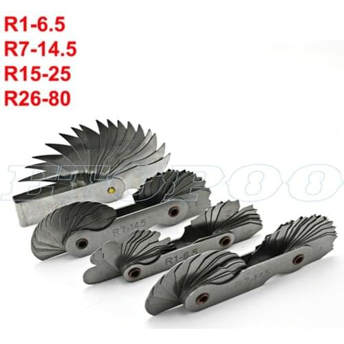 4 Measuring Gage Stainless Steel Radius Gauge Sample R Gauge with1-6.5 7-14.5 15-25 26-80 Blades Rangradius gage