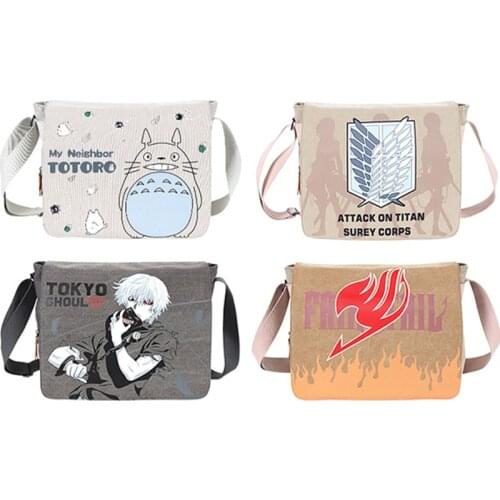4Kinds Fairy Tail Lucy Heartfilia Tokyo Ghoul Attack on Titan Totoro Fashion Satchel Shoulder School Pack Bag