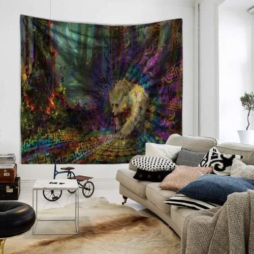 Abstract Wolf Printed Rectangle Tapestry Wall Hanging For Living Room Background Decoration Hot Sale Beach Cloth Picnic Cloth